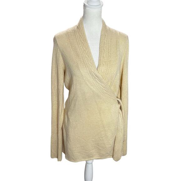 Lilly Pulitzer Light Cream Wrap Cardigan with Side Tie - Picture 2 of 6